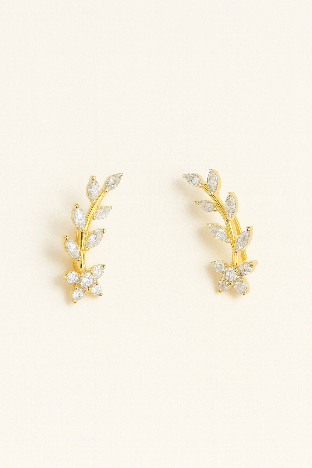 FloraGlow 925 Silver Gold-Plated Ear Cuffs
