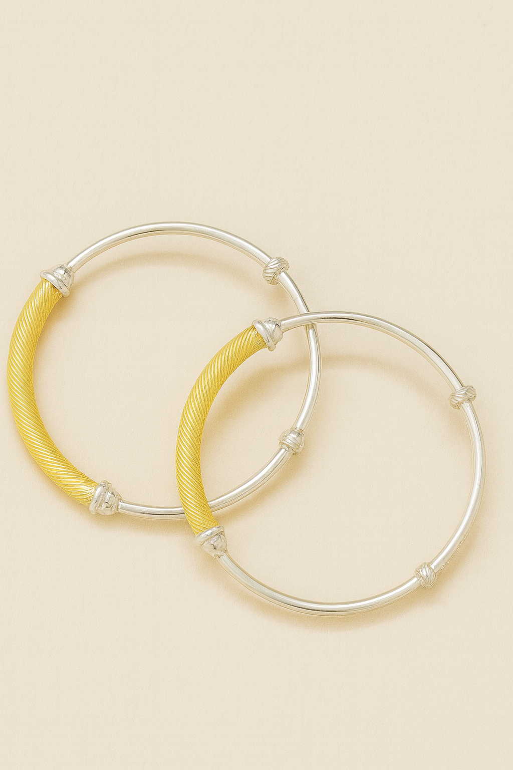 Royal Twine Baby Kada – 925 Silver with Gold Finish (Set of 2)