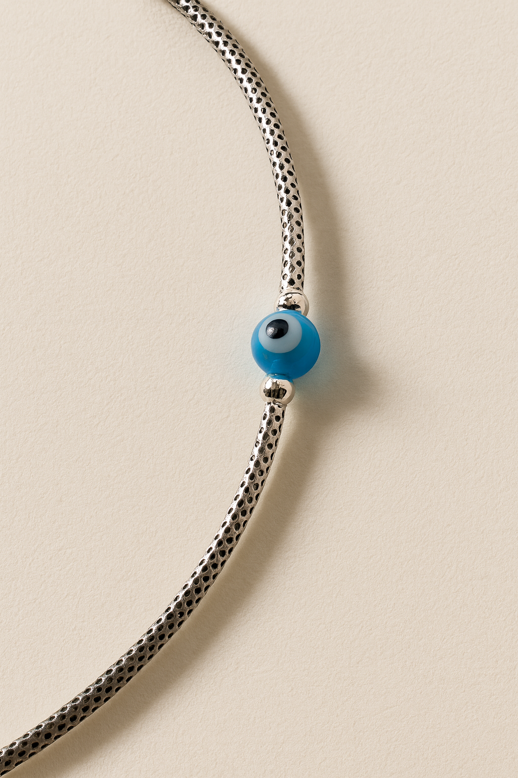 Blue Aura Evil Eye Anklets – 925 Sterling Silver with Floral Charm (Pair)