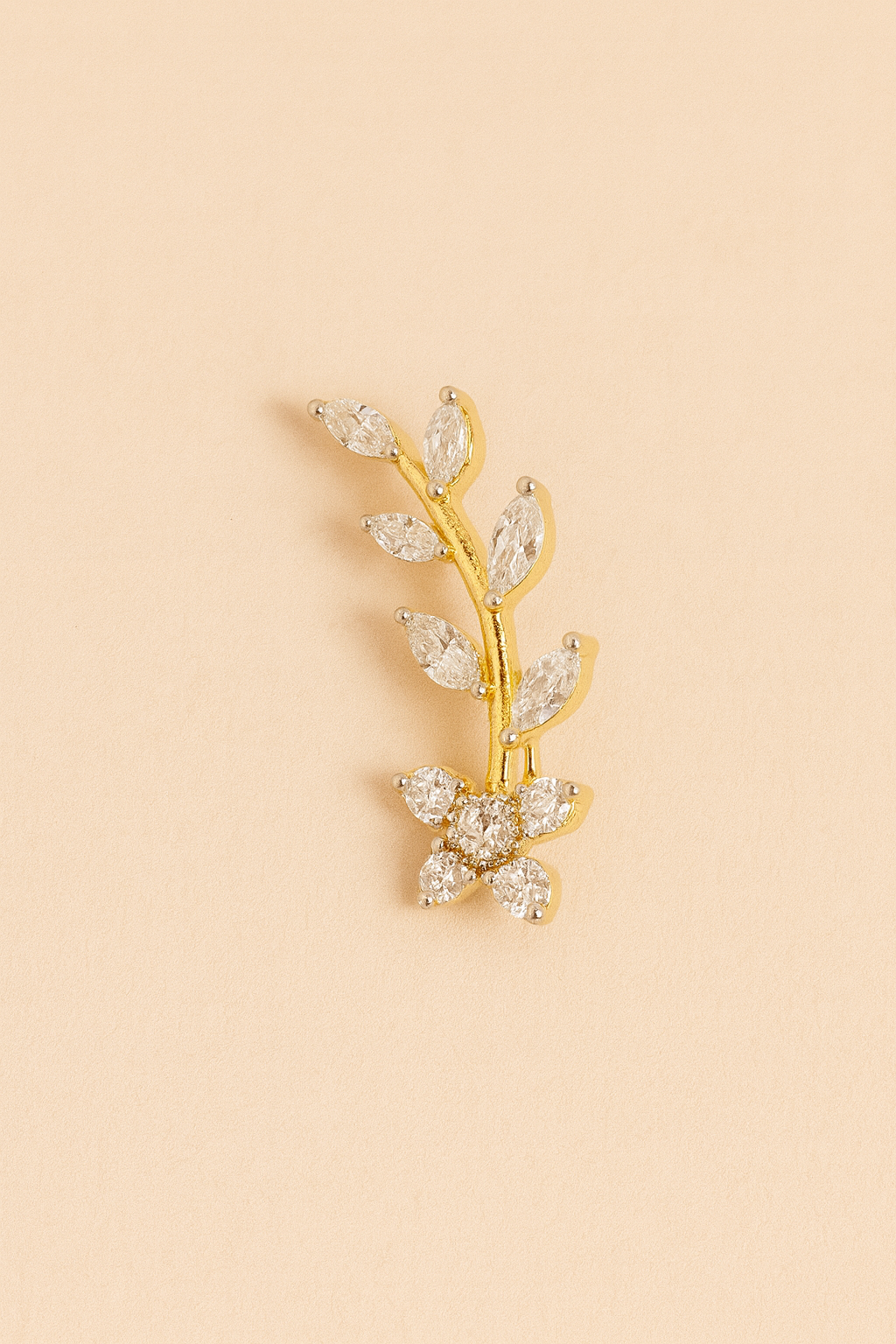 FloraGlow 925 Silver Gold-Plated Ear Cuffs