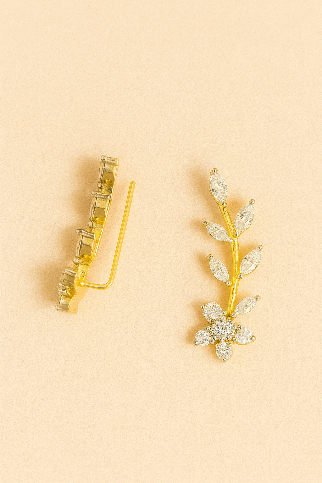 FloraGlow 925 Silver Gold-Plated Ear Cuffs