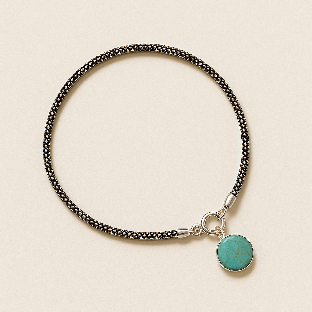 Elara Duo – 925 Sterling Silver Anklet Pair with Turquoise Charm