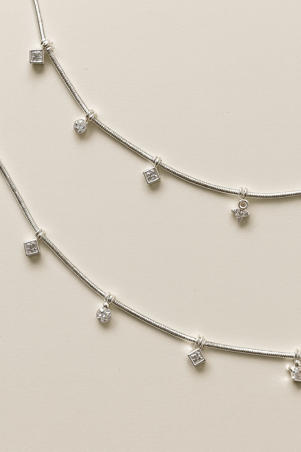 Aira – 925 Silver CZ Charm Anklet Pair