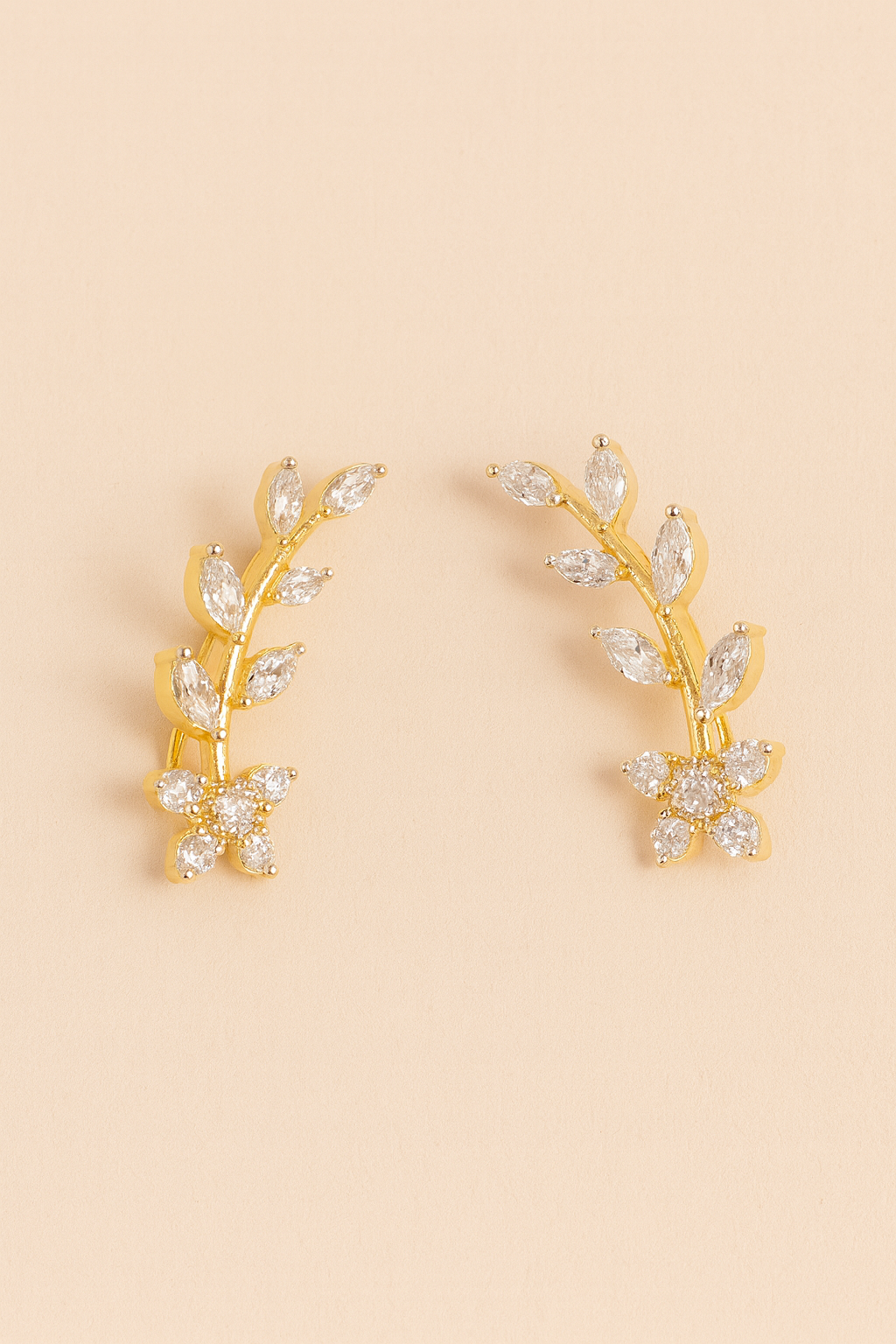 FloraGlow 925 Silver Gold-Plated Ear Cuffs