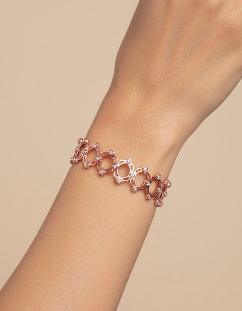 Convertible Rose Gold-Plated 925 Silver Bracelet & Ring