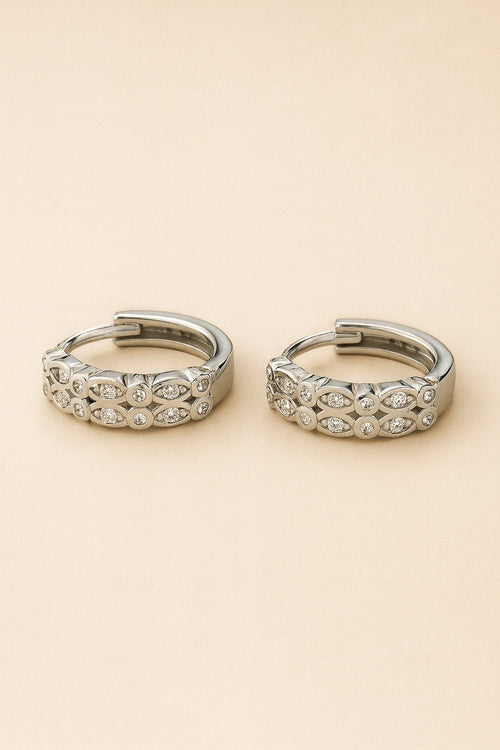 925 Silver Diamond-Cut Huggie Hoops