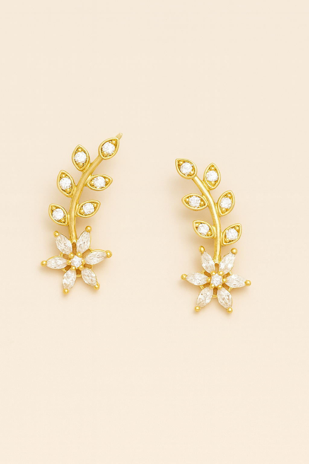Flora 925 Silver Gold-Plated Ear Cuffs
