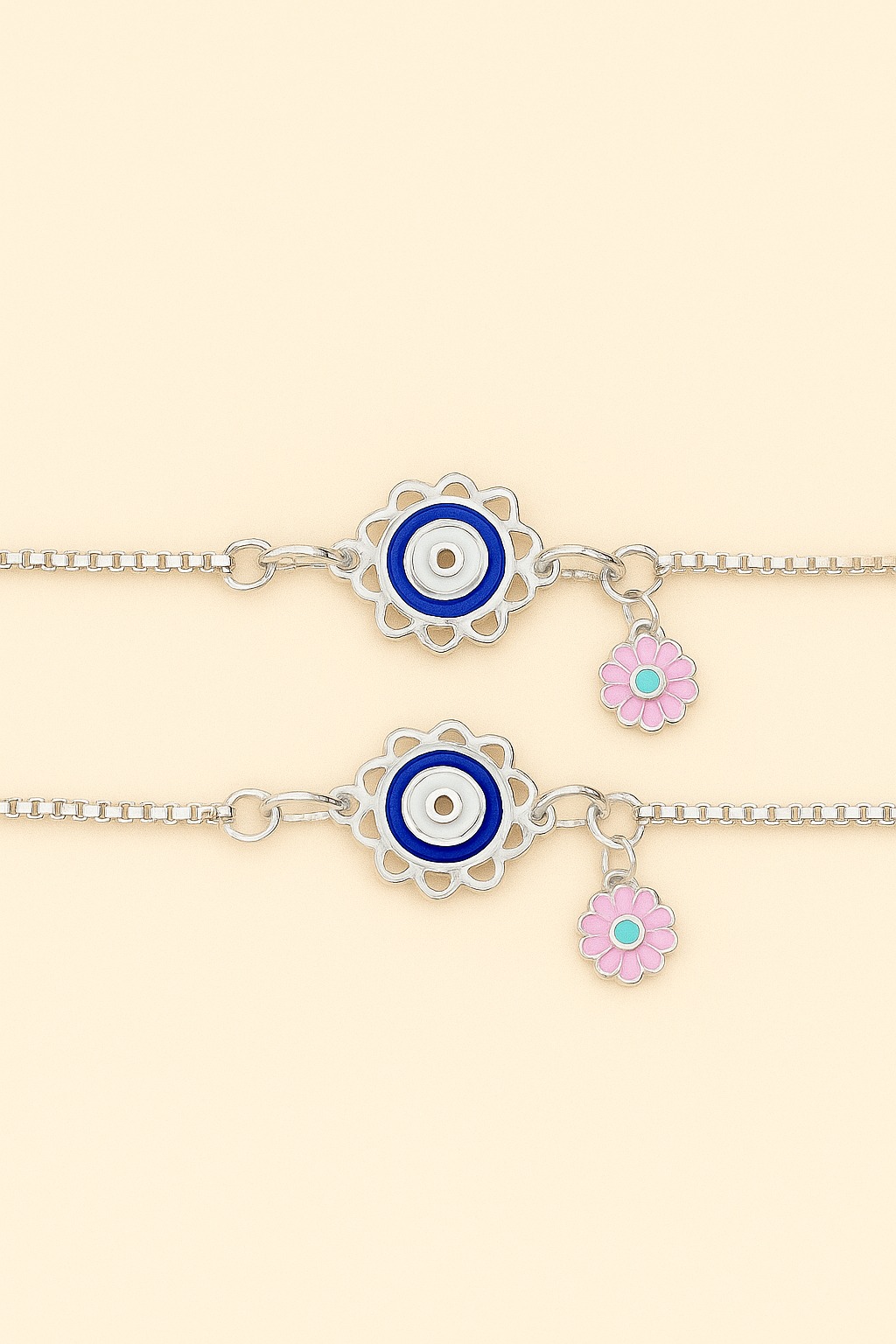 Evil Eye Blossom Anklet Set