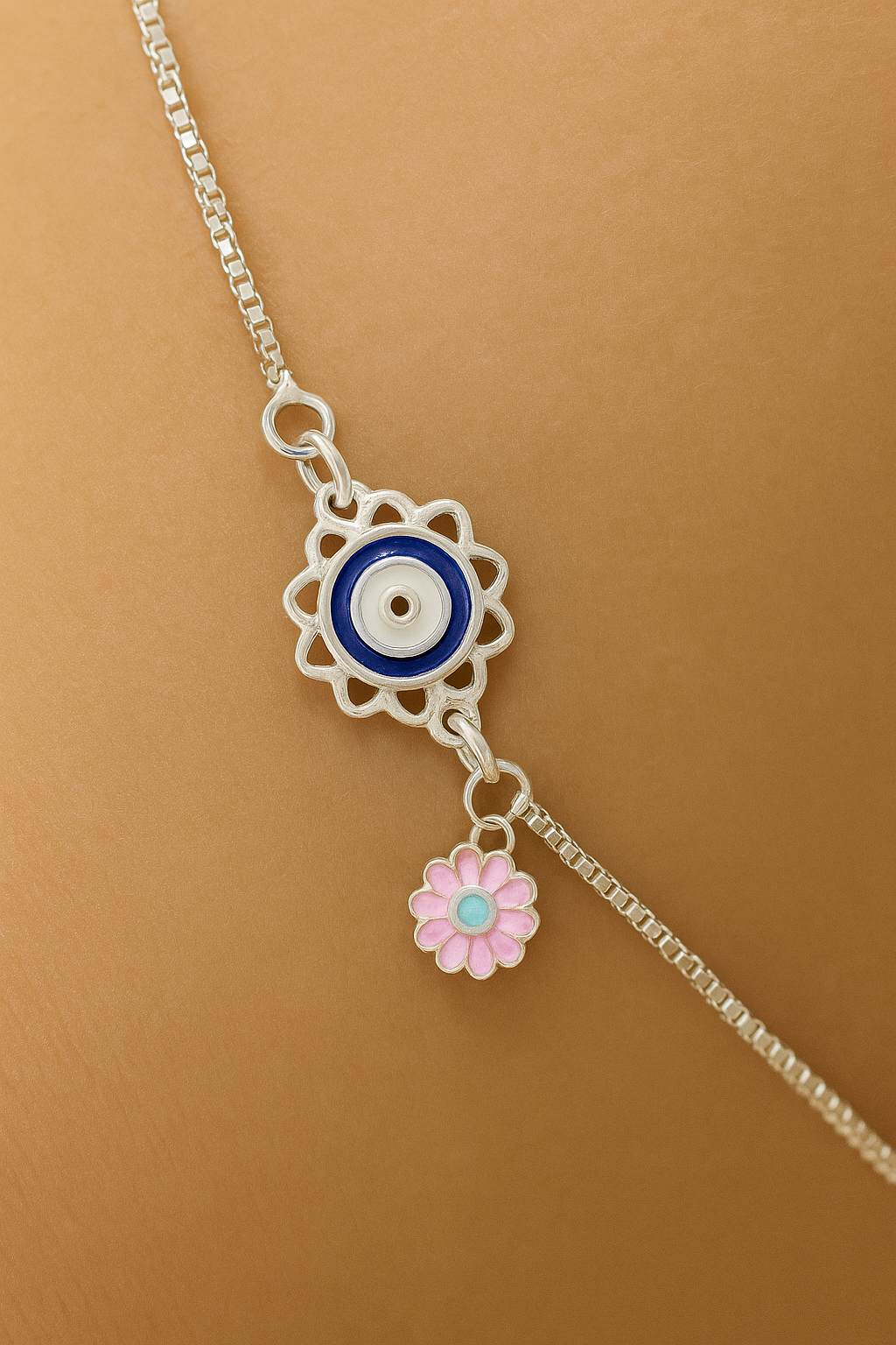 Evil Eye Blossom Anklet Set