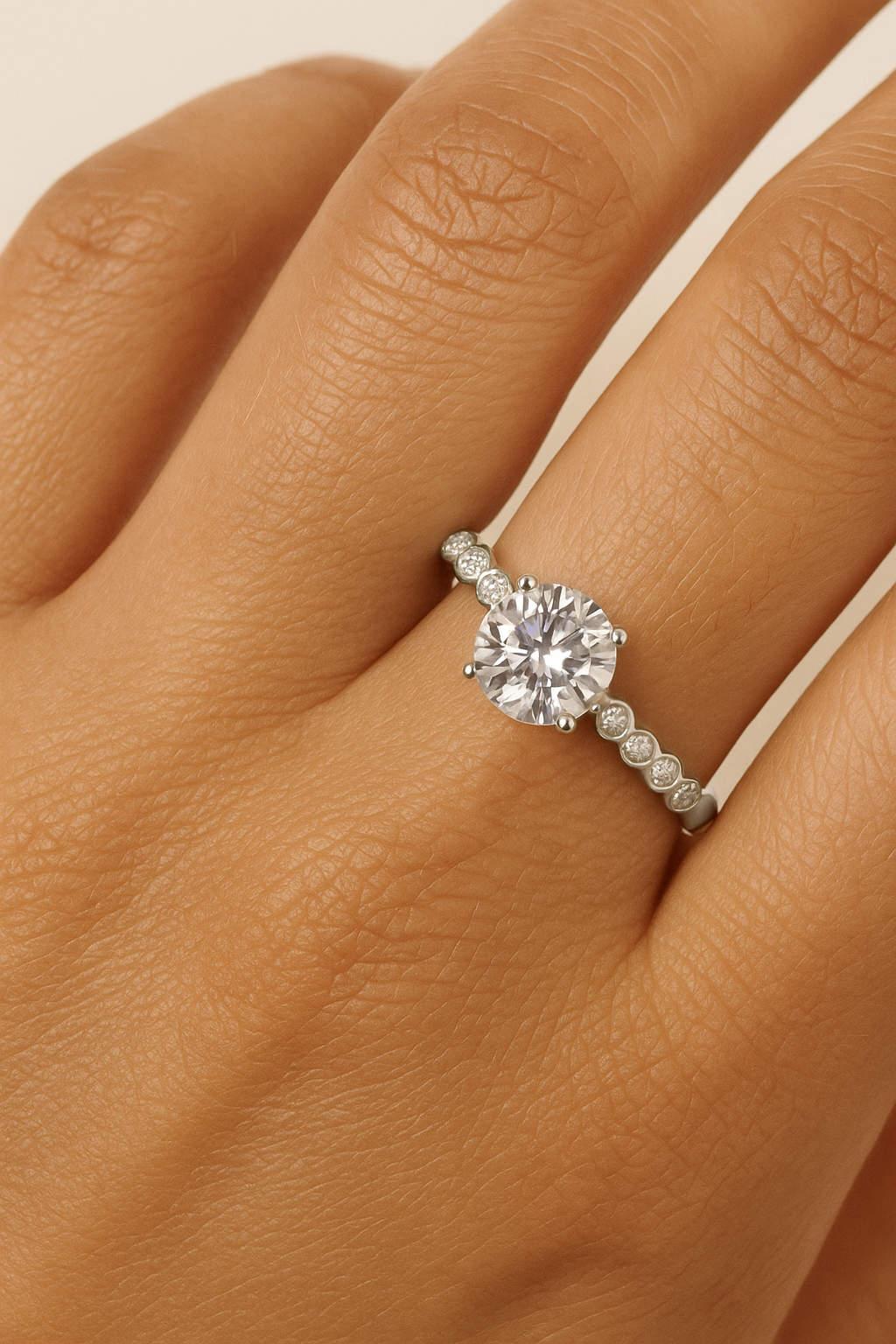 Luna Solitaire Silver Ring