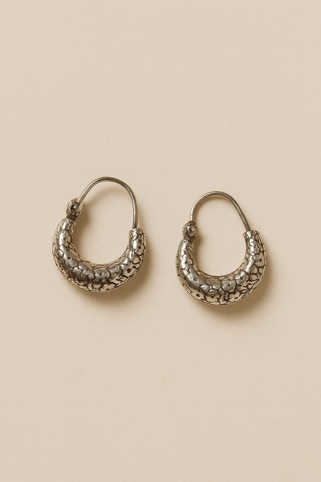Vrita Flora – 925 Pure Silver Oxidised Floral Hoop Earrings