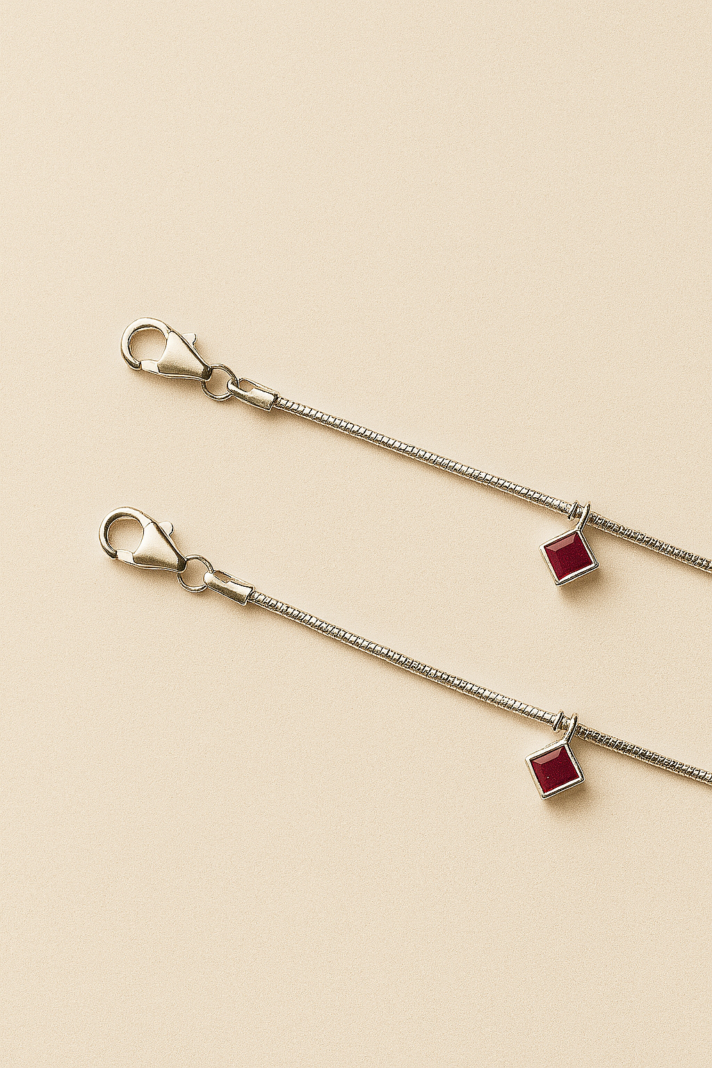 Eira – 925 Silver Charm Anklet Pair with Colored Stones