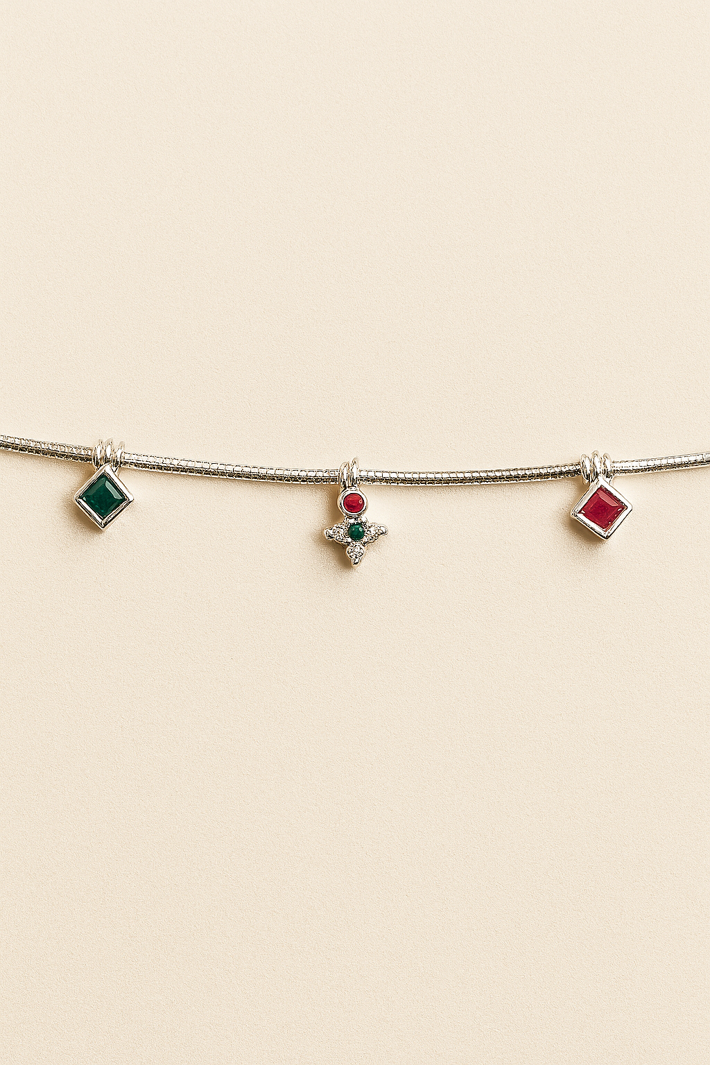 Eira – 925 Silver Charm Anklet Pair with Colored Stones