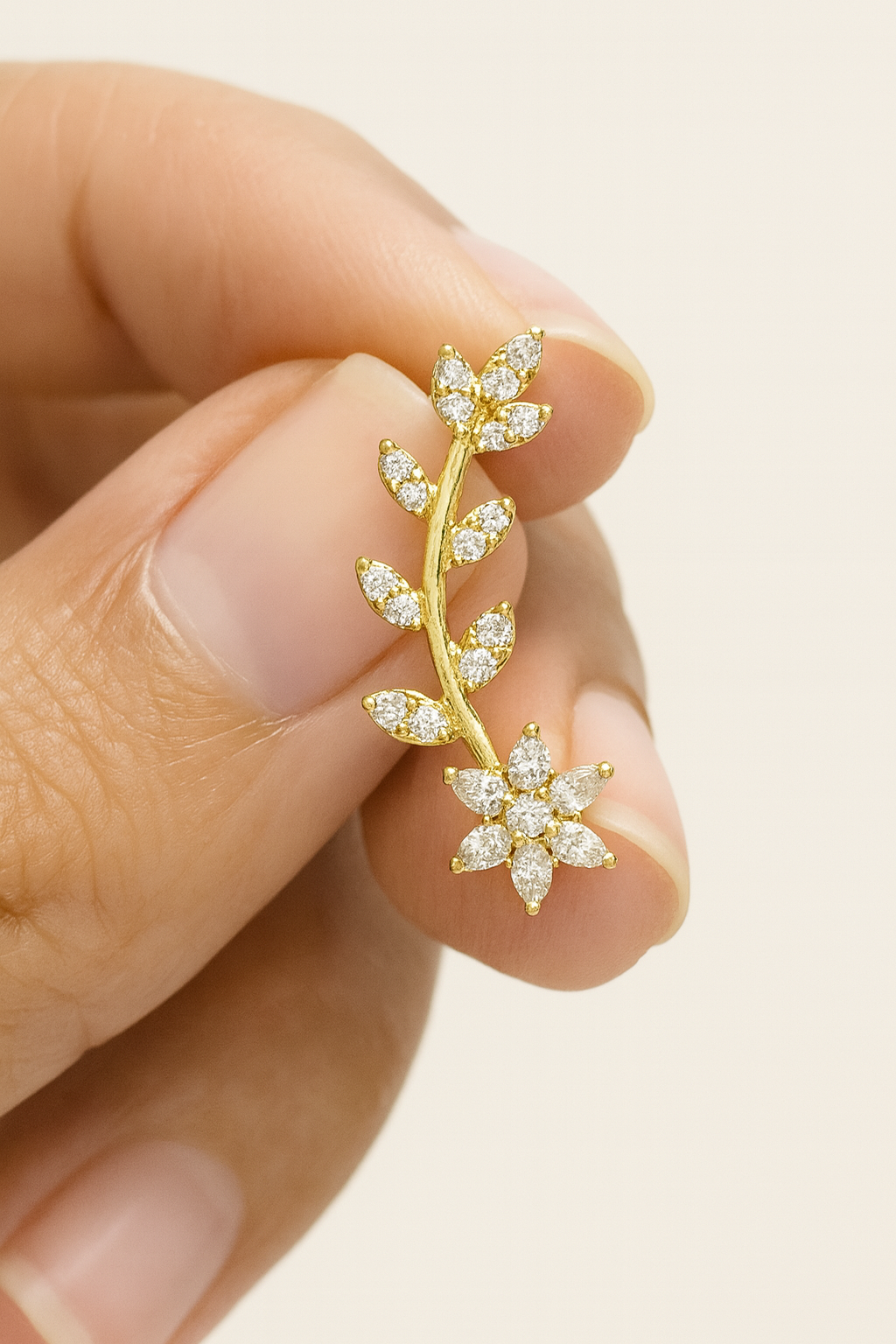 Floral Vine Ear Cuff Pair – 925 Sterling Silver, Gold Plated