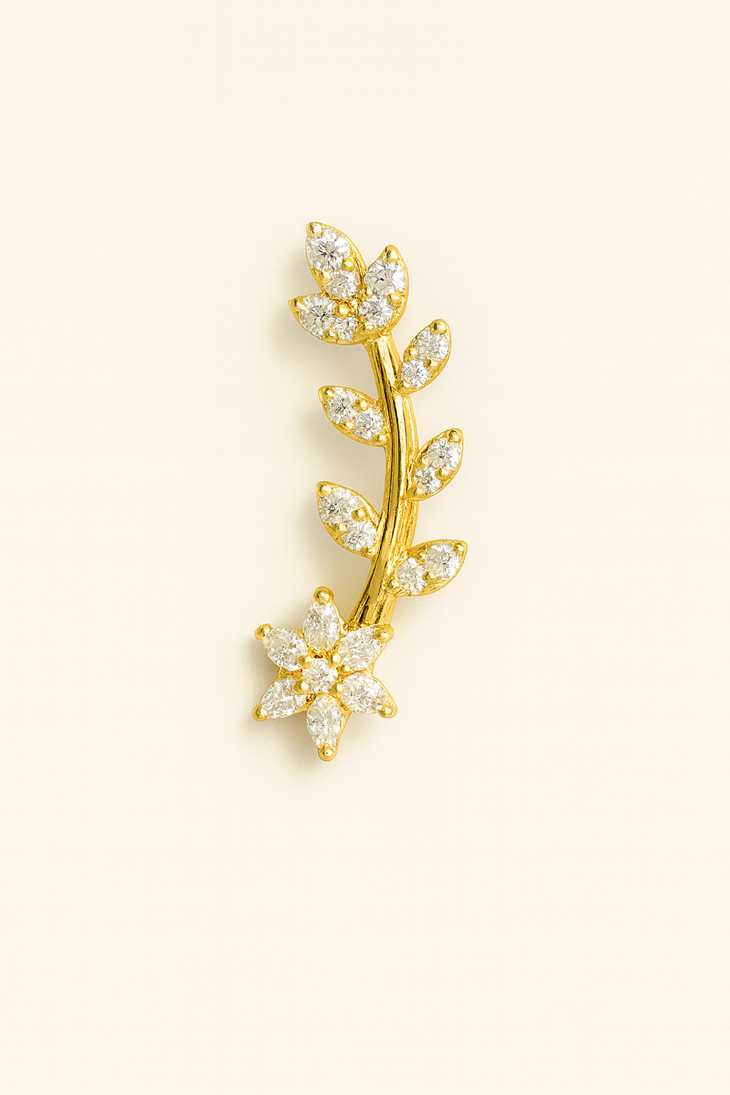 Floral Vine Ear Cuff Pair – 925 Sterling Silver, Gold Plated