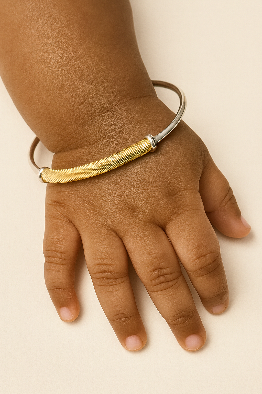 Royal Twine Baby Kada – 925 Silver with Gold Finish (Set of 2)