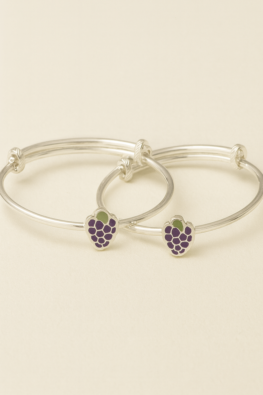 Grape Charm Baby Kada – 925 Sterling Silver (Pair)
