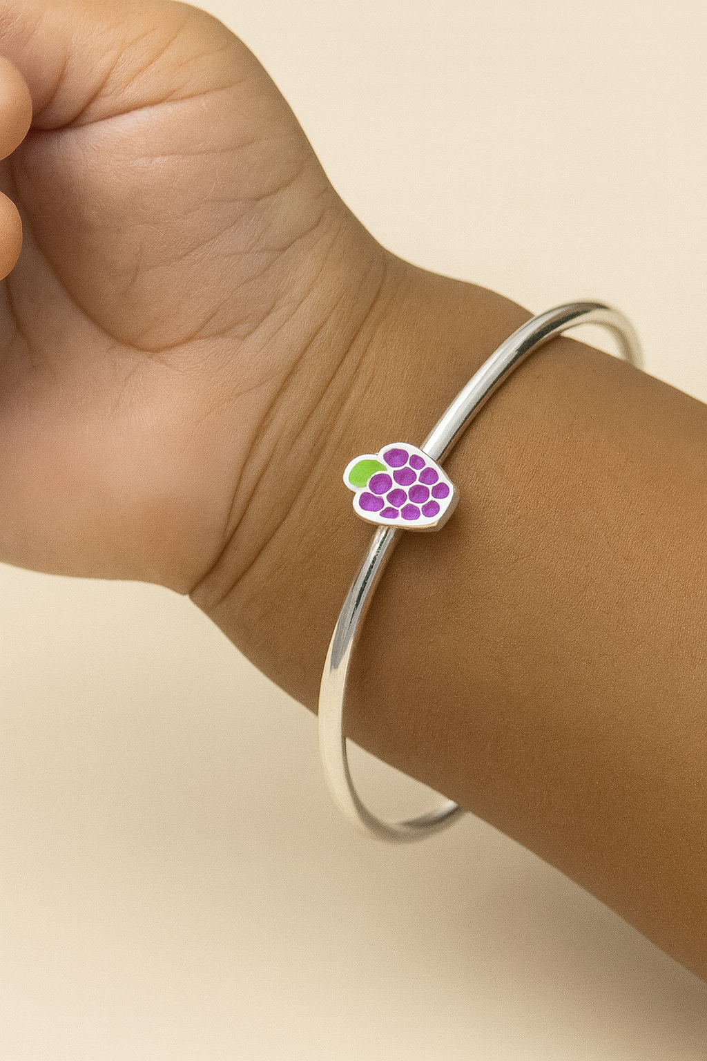 Grape Charm Baby Kada – 925 Sterling Silver (Pair)