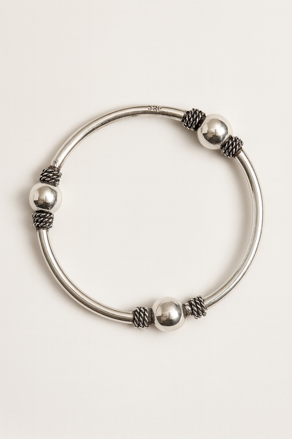 Traditional Silver Ball Baby Kada – 925 Sterling Silver (Single)