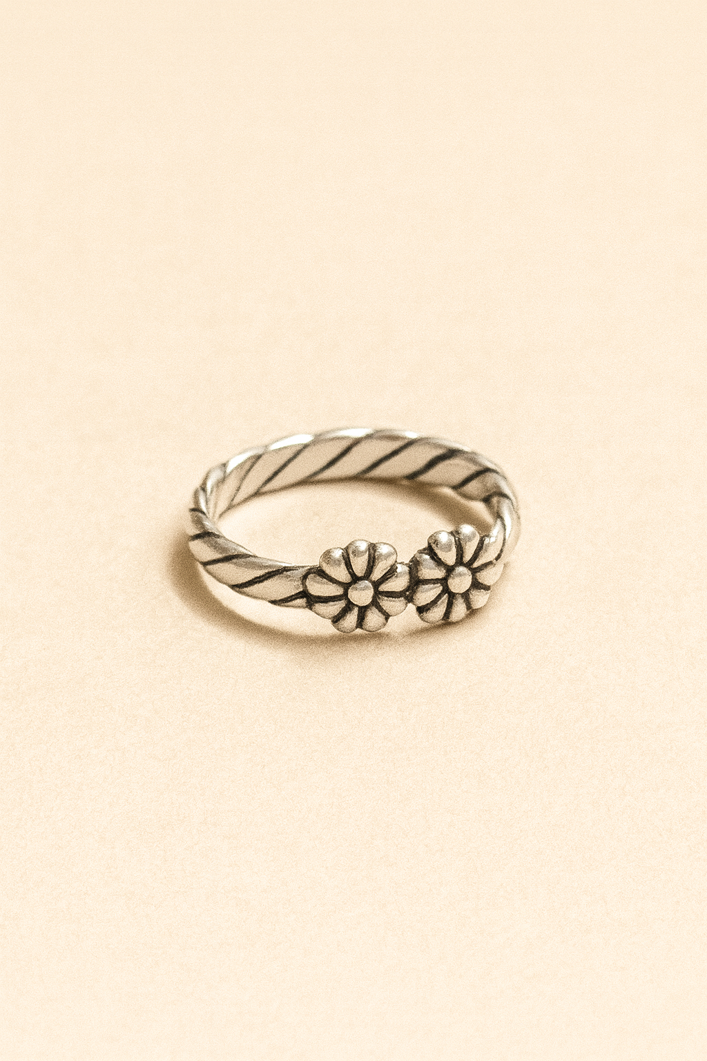 Twin Row Floral Toe Rings – 925 Sterling Silver (Adjustable Pair)