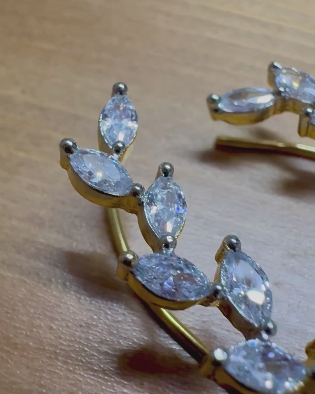 Marquise Leaf Ear Cuffs – 925 Sterling Silver, Gold Plated